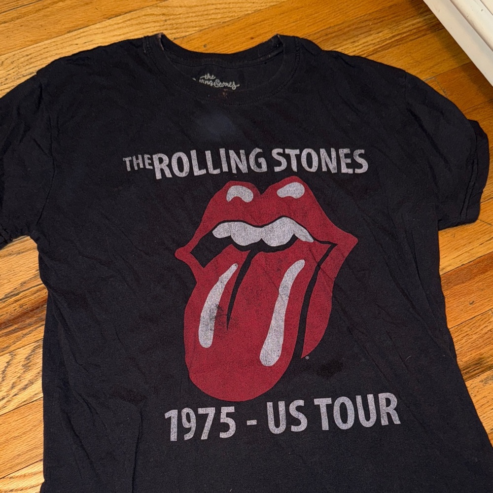 The Rolling Stones 1975 US Tour Black T-Shirt